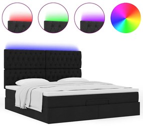 Estrutura de cama otomana com colchão 180x200 cm tecido preto