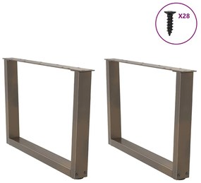 Mesa de jantar pernas 2 pcs forma V 70x(42-43,3) cm aço natural