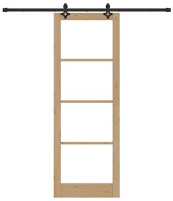 Porta Deslizante vidaXL com Conjunto de Ferragens 83x232 cm Madeira Só