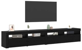Armários de TV 2 pcs com Luzes LED Carvalho Preto Madeira Engenheirada