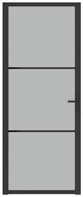 Porta interior 83x201,5 cm vidro fosco e alumínio preto