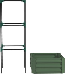 Outsunny Floreira Grande com Treliça e Base Aberta para Plantas Trepadoras 61x61x140 cm Verde | Aosom Portugal