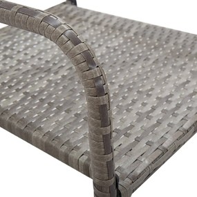 3 pcs conjunto de jantar para jardim vime PE cinzento