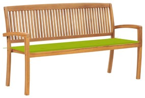 vidaXL Banco de jardim empilhável c/ almofadão 159 cm teca maciça