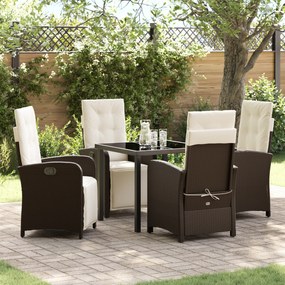 Conjunto de Jantar de Jardim vidaXL com Almofadas Castanho Rattan