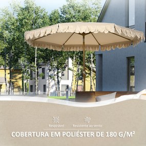Chapéu de Sol de Jardim Ø264x240 cm Chapéu de Sol de Exterior com Ângulo Ajustável Manivela para Pátio Terraço Caqui