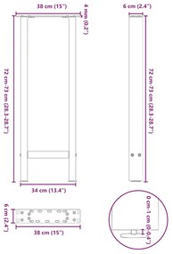 Pés de mesa de console pretos 2 peças 38x(72-73) cm aço