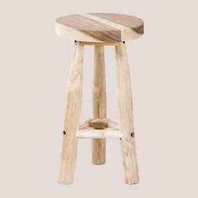 Banqueta Alta De Madeira (65 Cm) Narel Castanho Madeira - Sklum
