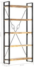 Estante com 5 prateleiras 90x30x180cm madeira mangueira maciça