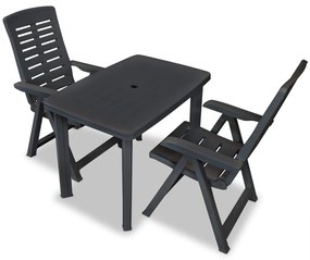 Conjunto bistrô 3 pcs plástico antracite