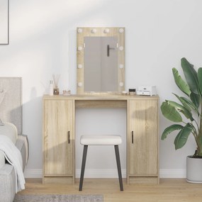 Mesa de Maquiagem com Luzes LED em Carvalho Sonoma, 102x33x135 cm