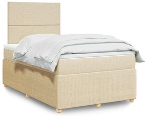 Cama boxspring com colchão 120x190 cm tecido cor creme
