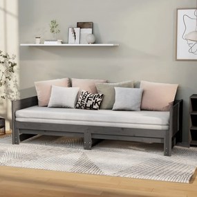 Estrutura sofá-cama de puxar pinho maciço cinza 2x(90x190) cm