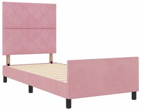 Estrutura de Cama vidaXL Rosa 90x200 cm Veludo
