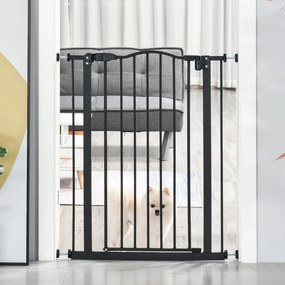 Barreira de Segurança para Cães Barreira com Largura Ajustável 74-80 cm Barreira para Cães para Escadas e Portas Preto