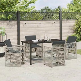 Conjunto de Jantar para Jardim vidaXL 5 Peças com Almofadas Cinza-Clar