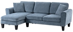 HOMCOM Sofá Chaise Longue Sofá de Canto Sofa Sala de Estar Reversível em Forma de L com 2 Almofadas 230x138x87 cm Cinza Azulado