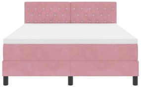 Cama Box Spring com Colchão Rosa 160x200 cm Veludo