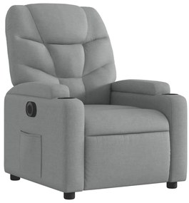 Poltrona reclinável elétrica tecido cinzento-claro