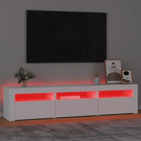 Móvel de TV com luzes LED 180x35x40 cm branco