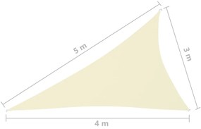 Para-sol em tecido oxford triangular 3x4x5 m creme