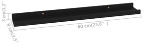 Prateleiras de parede 4 pcs 60x9x3 cm preto