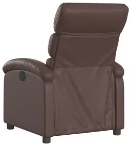 Poltrona reclinável couro artificial castanho