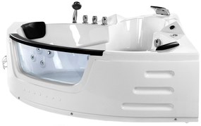 Banheira de hidromassagem de canto em acrílico branco com LED 198 x 144 cm MARTINICA Beliani