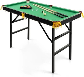 Mesa de jogo portátil mini dobrável com tacos, giz, bolas, triângulo e escova para crianças e adultos 122 cm x 64 cm x 78 cm Verde