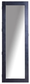 HOMCOM Espelho com Móvel de Bijuterias de Parede ou Porta Armário Guarda Jóias com Ganchos e Ranhuras 37x9,5x112cm Preto | Aosom Portugal