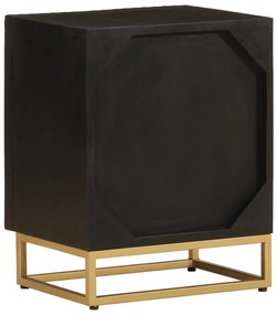 Mesa de cabeceira 40x30x50 cm mangueira maciça/ferro preto