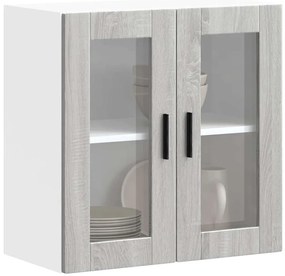 Armário de parede de cozinha porta de vidro Porto cinza sonoma