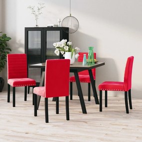 vidaXL Cadeiras de jantar 4 pcs veludo vermelho tinto