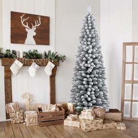 Árvore de Natal artificial com neve de 180 cm com 460 pontas de ramos Base metálica Árvore decorativa sazonal dobrável com forma fina Verde