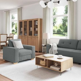 vidaXL Conjunto de Sofás com almofada 3 pcs Cinzeto tecido