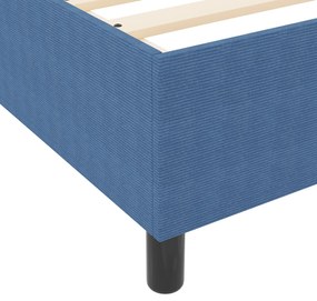 Cama Box com Colchão Azul 80x200 cm Tecido Corduroy