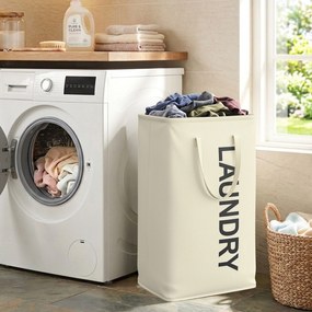 Cesto de roupa suja dobrável, 80 L 40 x 30 x 68 cm Branco creme