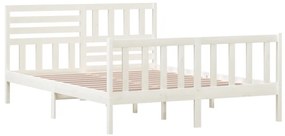 Estrutura de cama king 150x200 cm madeira maciça branco