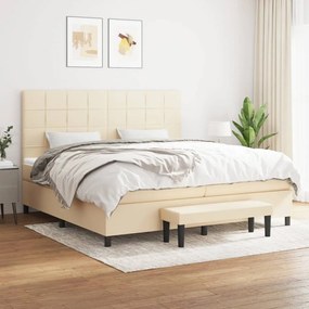 Cama com molas/colchão 200x200 cm tecido cor creme