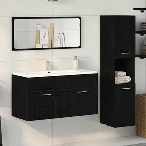 vidaXL Conjunto de Móveis para Casa de Banho 3 Peças Carvalho Preto em Madeira Laminada