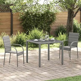 vidaXL Cadeiras de exterior empilháveis 2 pcs vime PE cinzento