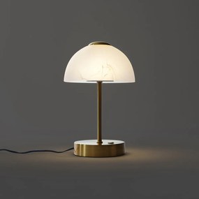 Candeeiro de Mesa Design Dourado com Vidro Opalino incl. LED Regulável - Joya