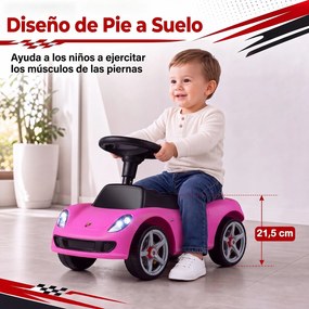 Carrinho de Passeio andarilho Infantil, 62,5 x 29 x 38,5 cm, com Impulso pelos Pés, Cor-de-rosa