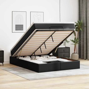 vidaXL Estrutura de cama otomana com colchão 140x200 cm preta