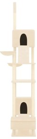 Árvore p/ gatos altura ajustável chão ao teto 277-303 cm creme