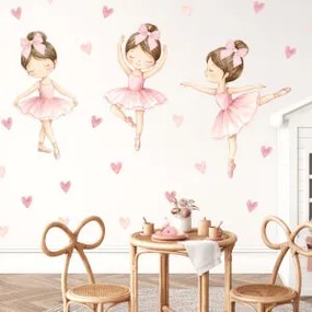 Autocolantes aguarela para meninas - Bailarinas com vestidos cor-de-rosa