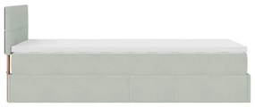 Estrutura cama otomana colchão 80x200 cm veludo cinzento claro