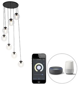 LED Candeeiro de suspensão inteligente preto 7 luzes incl. Wifi ST64 - Pallon Art Deco