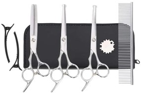 7 pcs conjunto de tesouras de tosquia para cães aço inoxidável