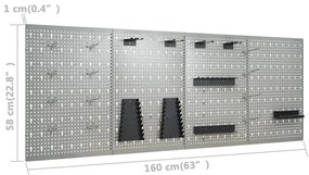 Placas perfuradas de parede 4 pcs 40x58 cm aço